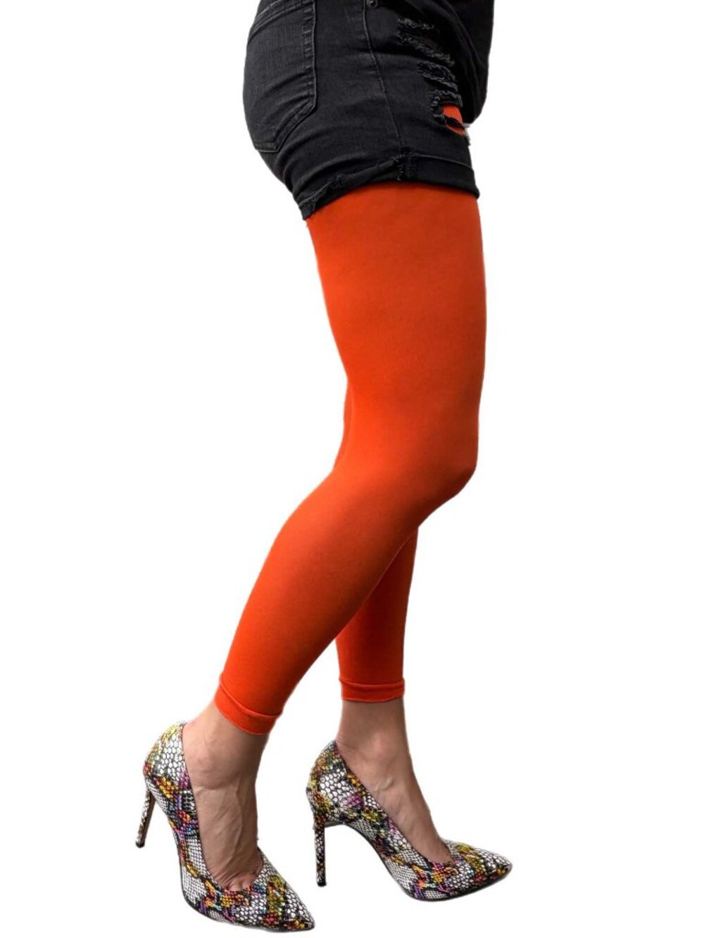 Orange Tangerine Footless Tights
